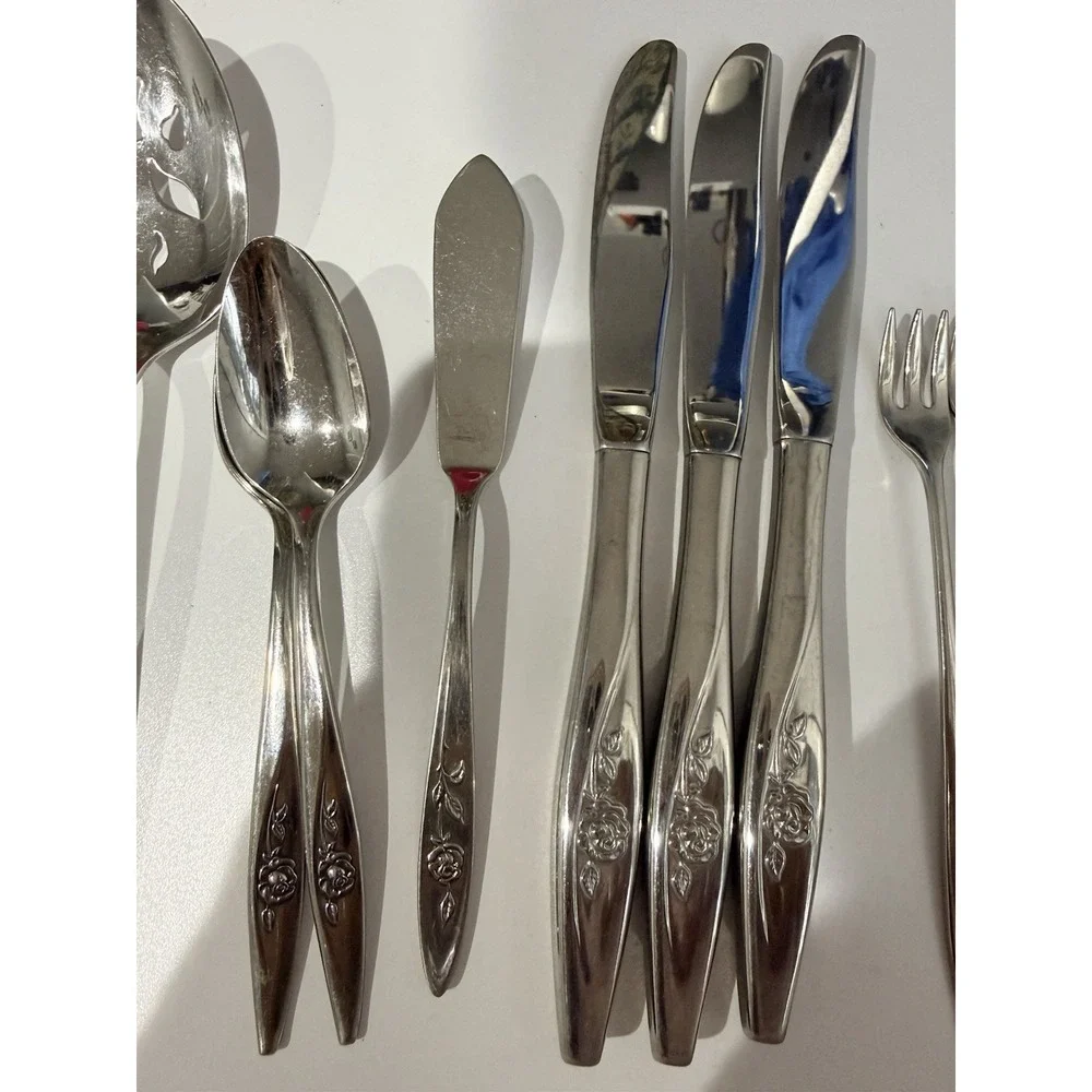Vintage 1960's Oneida Community MY ROSE Stainless Flatware‎ Lot of 19